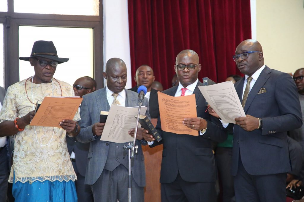 Okowa swears-in Commissioners, Special Advisers, challenges them on fairness, equity, justice, building a stronger Delta