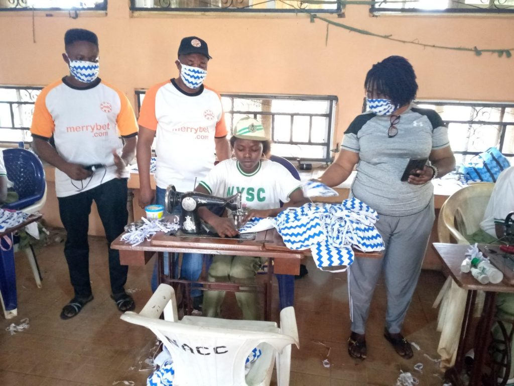 Covid-19: NYSC produces face masks, hand sanitizers for donation to Issele-Uku community, others