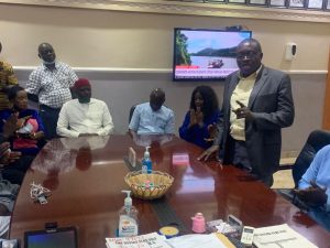 Mr. Pius Mordi, Chairman, League of Professionals making his speech.