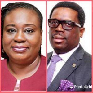 Head of Service of the Federation, Mrs. Folashade Yemi-Esan, left, and Mr. Lanre Gbajabiamila, Lottery Commission Boss.