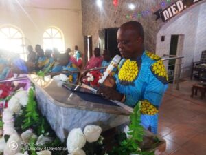 Rev (Dr) Paul Anyasi, Conference President, Anioma Delta Baptist Conference, ministering.