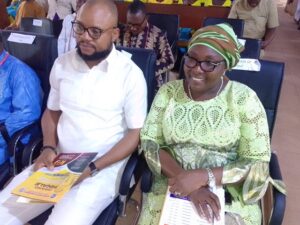 Member representing Aniocha North in Delta House of Assembly, Hon. (Engr) Emeka Nwaobi, left, and Barr. Bridget Anyafulu, a Commissioner in Delta at the centenary celebration.
