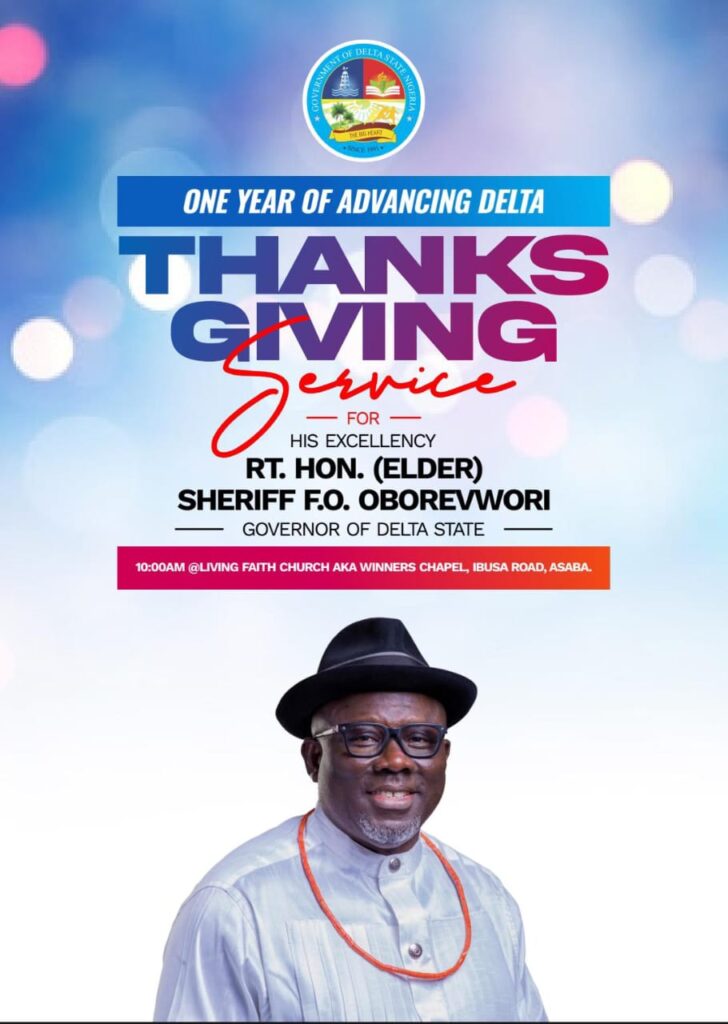 Oborevwori to hold administration’s 1st anniversary thanksgiving May 26