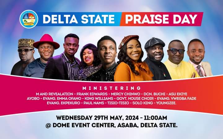 Delta Praise, worship day holds May 29 to commemorate Oborevwori’s 1st anniversary as governor