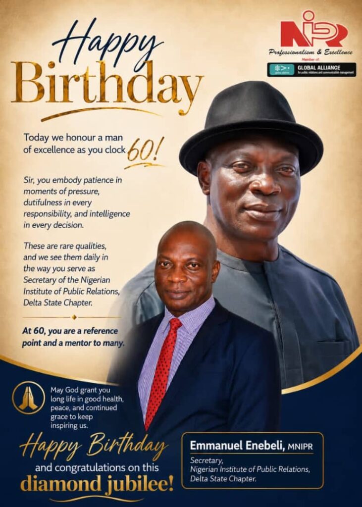 Delta Commissioner hails NIPR Secretary Emmanuel Enebeli as ‘Beacon of Integrity’ on 60th birthday