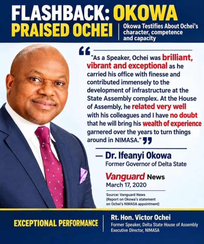 Okowa testified about Ochei’s character, competence, character